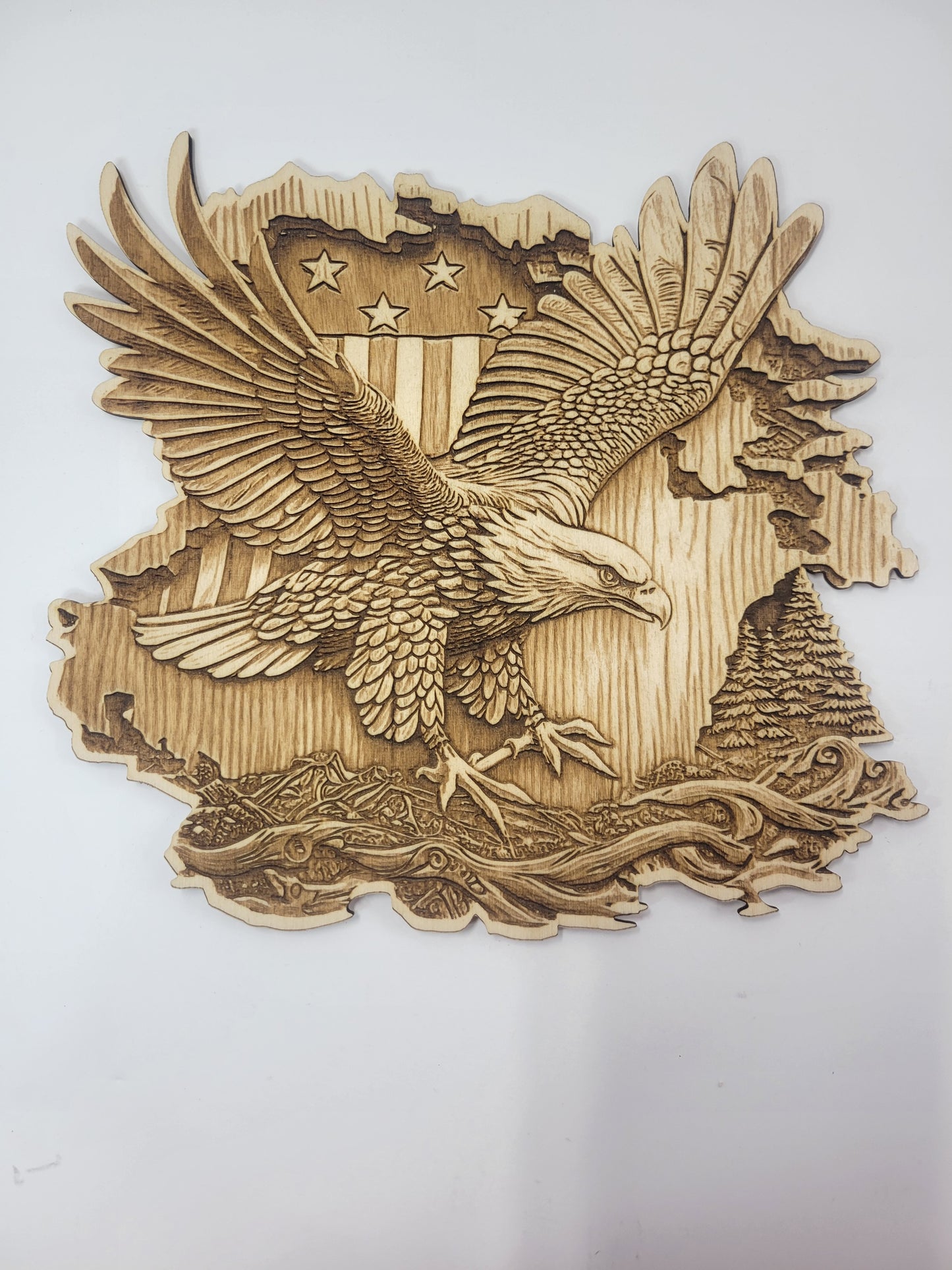 3D Illusion Engraved Plaque - Eagle and Flag