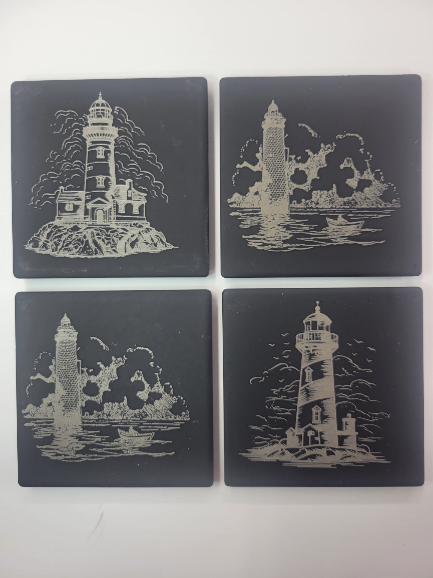 Lighthouse Coasters - Black Ceramic