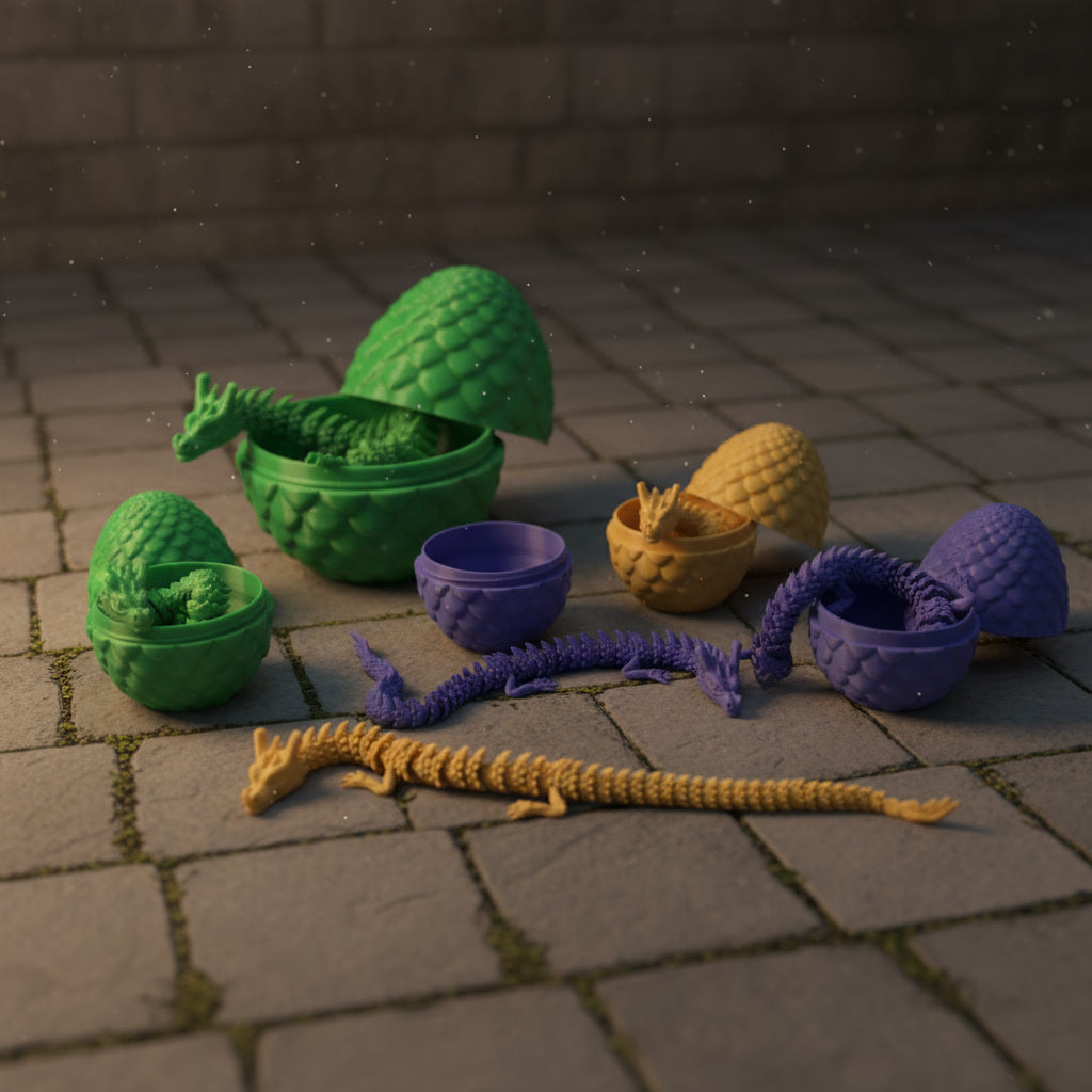 Fully articulated 3D printed dragon in chakra colors, poseable fantasy collectible, veteran made in Massachusetts